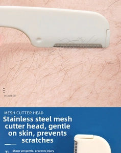 Detail of safety eyebrow razor head with stainless steel mesh for gentle hair removal