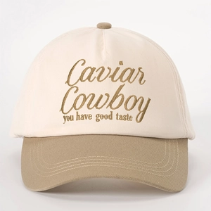 Casquette rétro en coton bicolore avec broderie Caviar Cowboy et sangle réglable