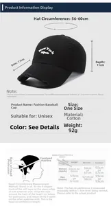 Detailed size guide for distressed cotton baseball cap with New York embroidery
