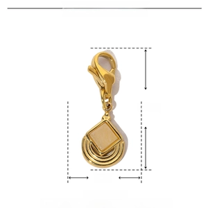 Detail showing dimensions 22mm by 8mm for gold stainless steel and natural stone pendant