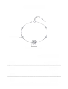 Detailed size parameters of 925 sterling silver flower bracelet with dimensions and weight