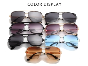 Multiple color options for steampunk square sunglasses featuring classic double bridge frames