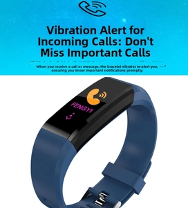 Smart fitness tracker detail showing incoming call vibration alert on color screen display