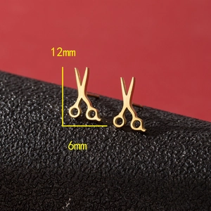 Polished gold scissors earrings for women 12mm x 6mm minimalist jewelry pair