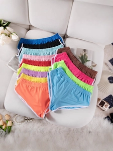 Dames Sport Shorts Katoenmix Hoge Elasticiteit Contrastbiezen Yoga Fitness Hardlopen Slim Fit Hot Pants Lounge Shorts