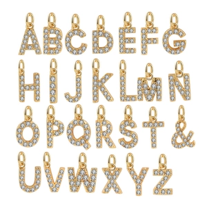 Alphabet Letter Pendant Necklace Copper Micro Pave Zircon Initial Charm Fashion Jewelry For Women Minimalist DIY Accessory