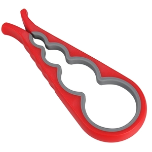 4-in-1 red and grey PVC non-slip jar opener for various sizes of bottle lids