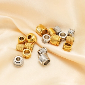 Gold and silver stainless steel textured spacer beads for DIY jewelry making