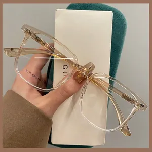 Lightweight transparent tea brown rectangle glasses frame in a stylish modern design
