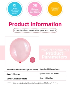 Detailed specifications for 12-inch thickened red crystal latex balloon for party decor
