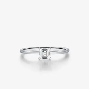 Moissanite Ring 925 Sterling Silver Asscher Cut Geometric Simple Sparkle Engagement Wedding Fine Jewelry For Women