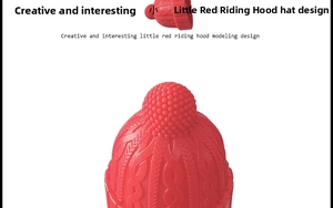 Detail shot of the red knitted hat wine stopper with realistic woven silicone texture