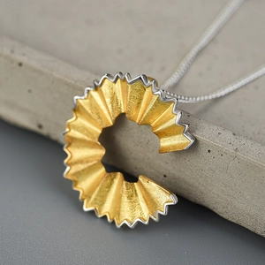 Creative S925 silver pencil shaving pendant necklace in gold and silver mixed finish