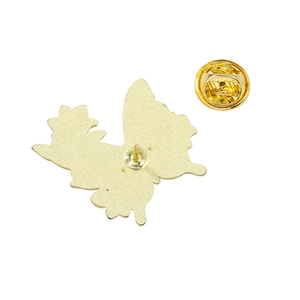 Golden alloy purple butterfly animal brooch with polished back and butterfly clutch