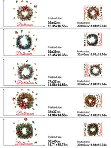 Größentabelle mit Produkt- und Endmaßen für 5 Weihnachts-Wandaufkleber-Varianten