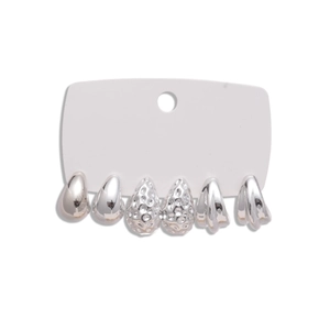 Lot de 6 boucles d'oreilles argentées minimalistes avec trois styles de gouttes
