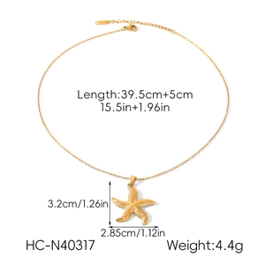 Détails du pendentif étoile de mer en or 18k avec dimensions et poids précis