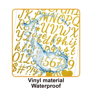 Waterproof glitter gold vinyl letter and number stickers for DIY graduation cap decoration