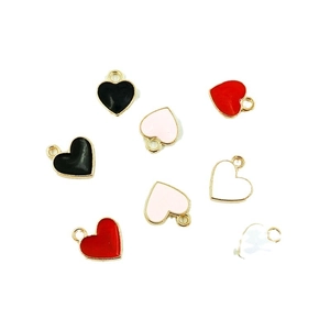Colorful heart alloy DIY charms with gold frame and enamel filling in multiple colors