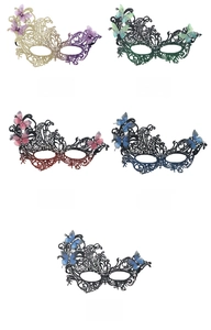Set of five Phoenix lace masquerade masks with butterfly details and gradient colors
