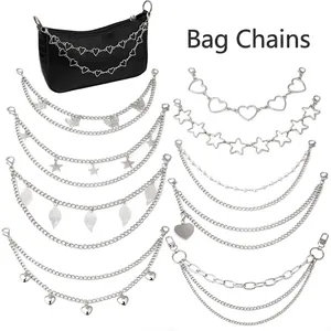 Decorative Metal Bag Chain Alloy Multilayer Butterfly Heart Star Charm Handbag Accessory For Women DIY Fashion Style