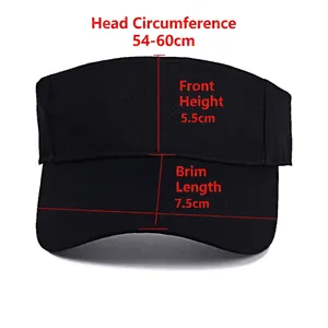 Adjustable black sun visor hat for running with 54-60cm circumference and wide brim