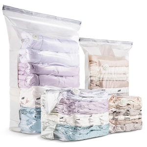 Space-saving vacuum storage bags for clothes and bedding with airtight seal technology