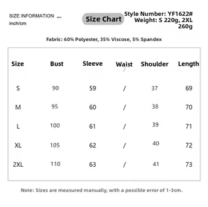 Size chart for maternity knit sweater showing detailed measurements in inch and cm