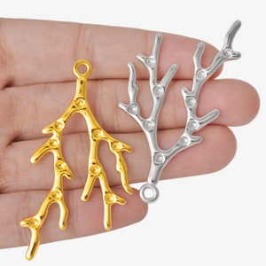 304 stainless steel coral branch pendants in gold and silver finish for DIY jewelry