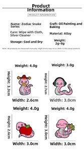 Size and weight specifications for colorful cartoon snake alloy brooches with enamel finish