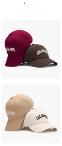 Detailed shot showing four color variants of the Colorado embroidered cotton baseball caps