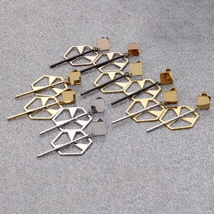 Minimalist geometric hollow earrings in gold, silver, and rose gold stainless steel