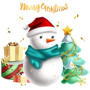 Christmas snowman window stickers with tree and gift boxes for holiday glass decoration