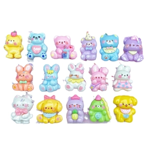 Mini colorful resin animal charms including bear and rabbit for DIY craft accessories