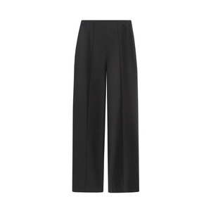 Vue de face d'un pantalon de costume noir à taille haute et jambes larges épuré
