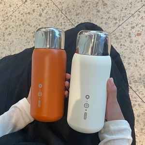Modern orange and white matte 316 stainless steel vacuum flasks with metallic mirror lids