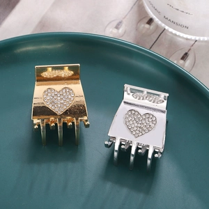Heart Rhinestone Small Hair Claw Clip Alloy Mini Fashion Korean Style Hair Clamp For Women Hairpin