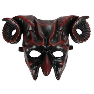 3D demonic Halloween mask with red gradient ram horns for cosplay and costume parties