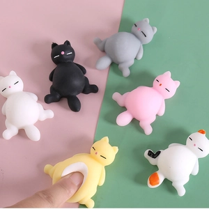 Stress relief squishy cat toys set in various colors with soft TPR squeeze texture
