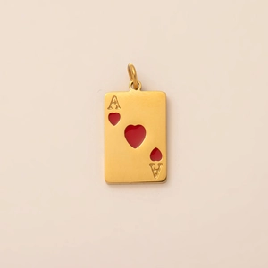 Collana stivale da cowboy dorata con ciondolo rettangolare carta da poker asso di cuori