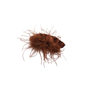 Elegant brown velvet scrunchie with ostrich feathers for high-fashion hair styling