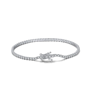 Classic silver S925 sterling silver tennis bracelet with sparkling white zircon stones