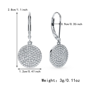 Detailed dimensions of S925 sterling silver hoop earrings with clear cubic zirconia pavé