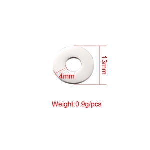 Polished 13mm stainless steel hollow round pendant with 4mm inner diameter and 0.9g weight