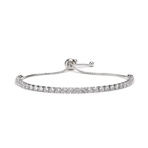 Elegant 3mm cubic zirconia tennis bracelet in silver finish with adjustable sliding clasp