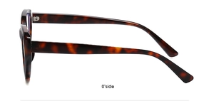 Side view detail of retro tortoiseshell cat-eye glasses frame with glossy finish