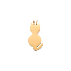 Polished golden stainless steel cat silhouette pendant with dual rings for DIY jewelry