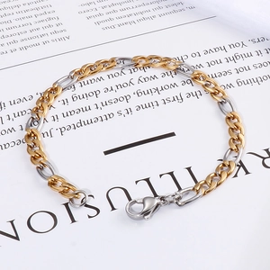 Minimalist gold and silver stainless steel Cuban chain bracelets with secure lobster clasp