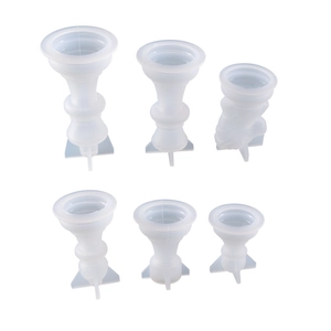 Set of 6 clear chess piece silicone molds in funnel shape for DIY crystal epoxy resin craft