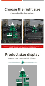 Detail view of customizable Christmas window stickers with festive tree and gift box designs
